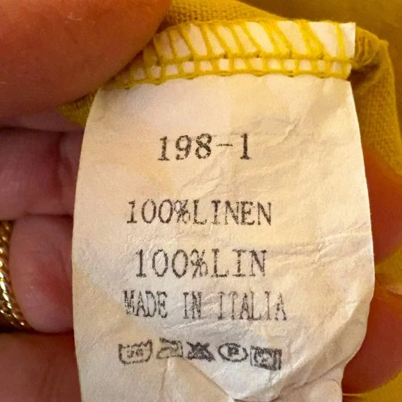 Made in Italy 100% Linen Women's Shirt in Mustard - Picture 11 of 13